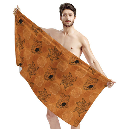 Sea Shell Ocean Design in Orange Bath Towel