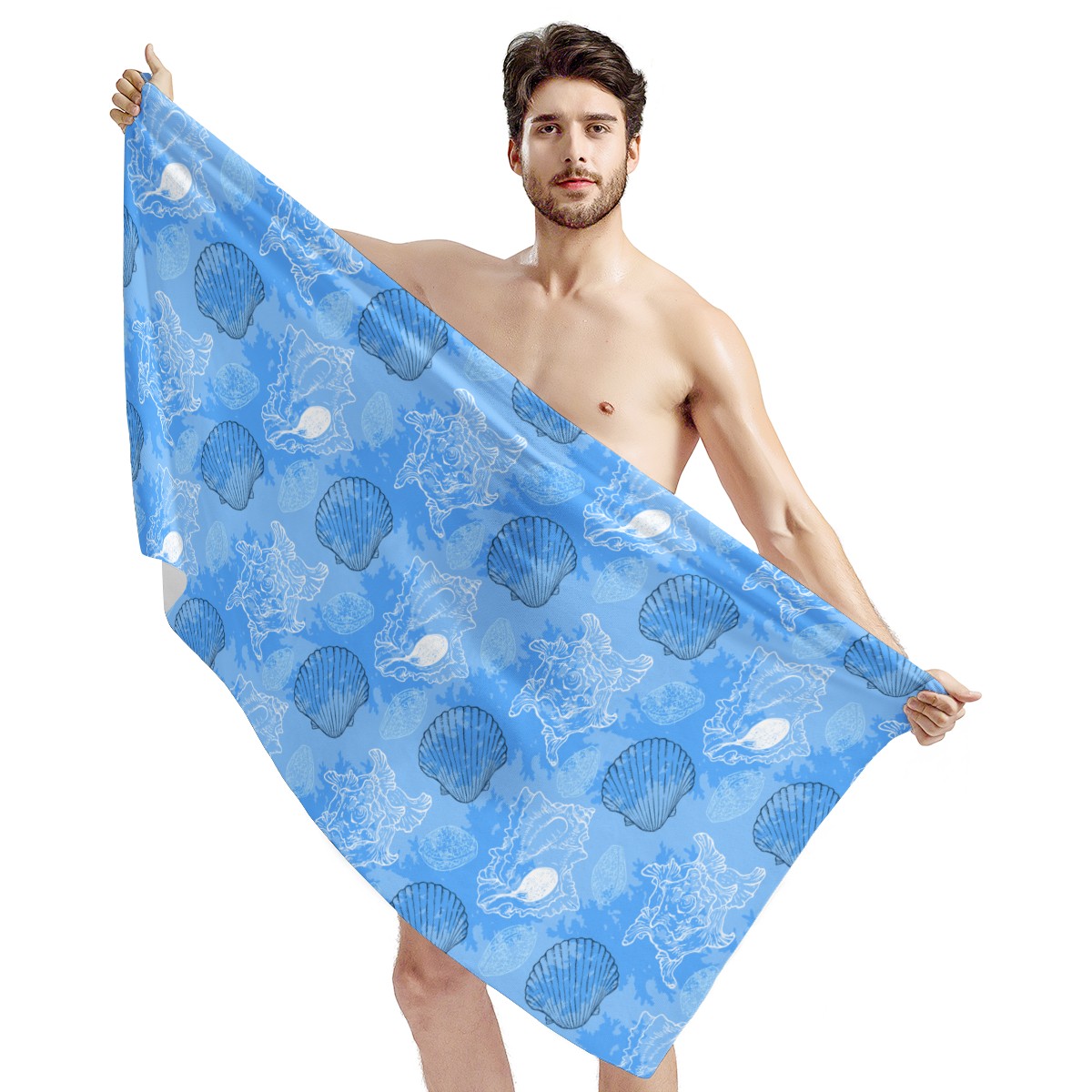 Blue Seashell Ocean Bath Towel