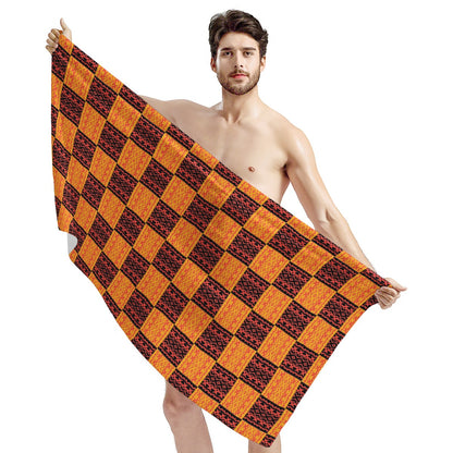 Black and Orange Tribal Design - Bath Towel