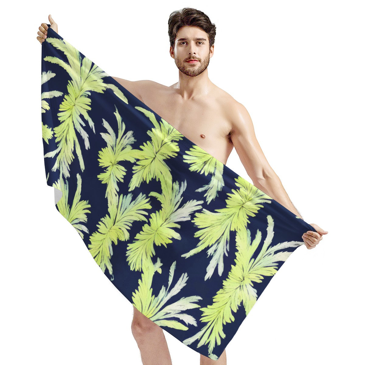 Puakenikeni - Lime Green and Black Bath Towel