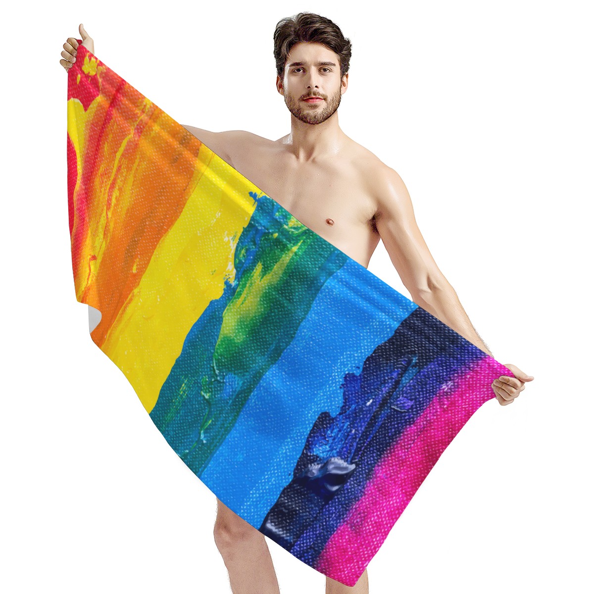 Rainbow Painting Bath Towel