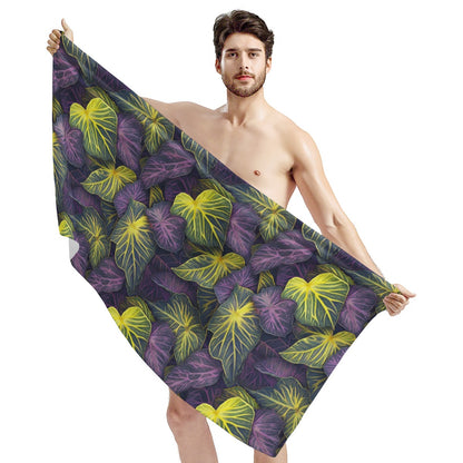 Luxtrini Iridescent Syngonium: Purple and Yellow Bath Towel