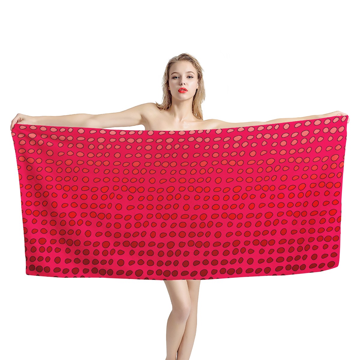 African Mud Print #7 Red Graident Bath Towel