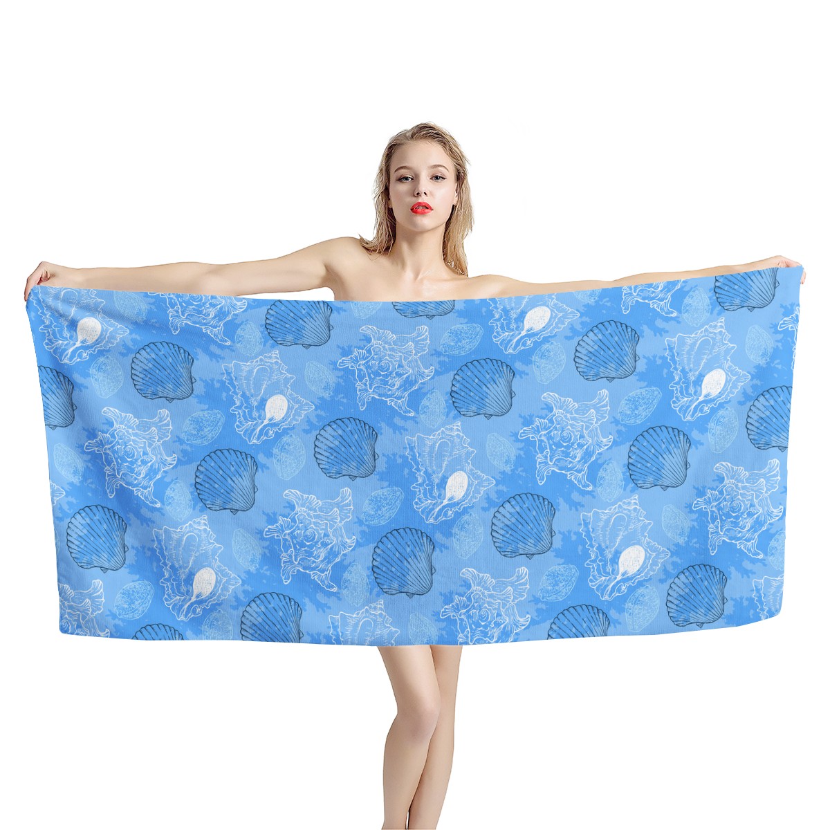 Blue Seashell Ocean Bath Towel