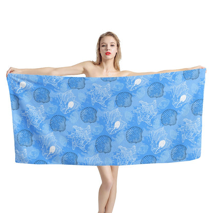 Blue Seashell Ocean Bath Towel