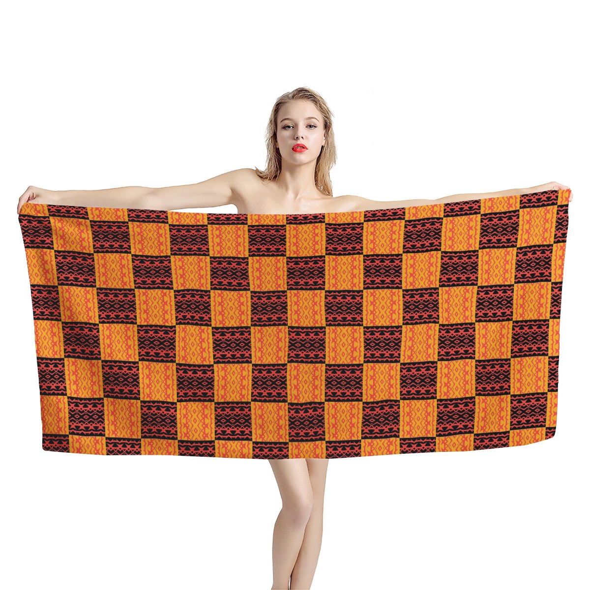 Black and Orange Tribal Design - Bath Towel