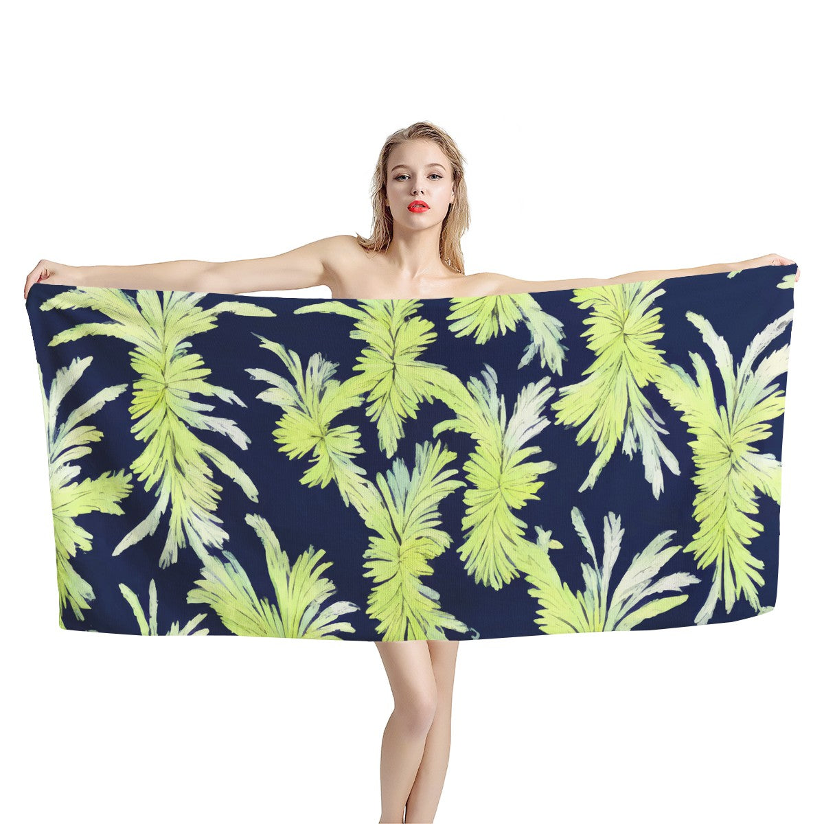 Puakenikeni - Lime Green and Black Bath Towel