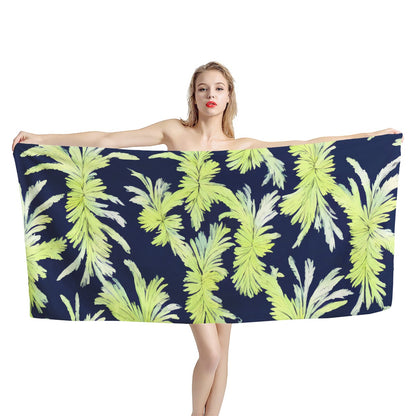 Puakenikeni - Lime Green and Black Bath Towel