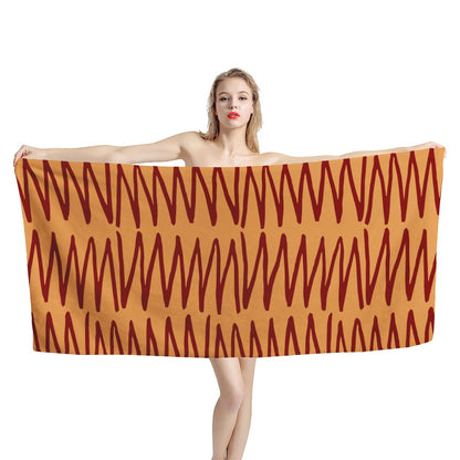 African Ethnic Mudcloth Orange Bath Towel