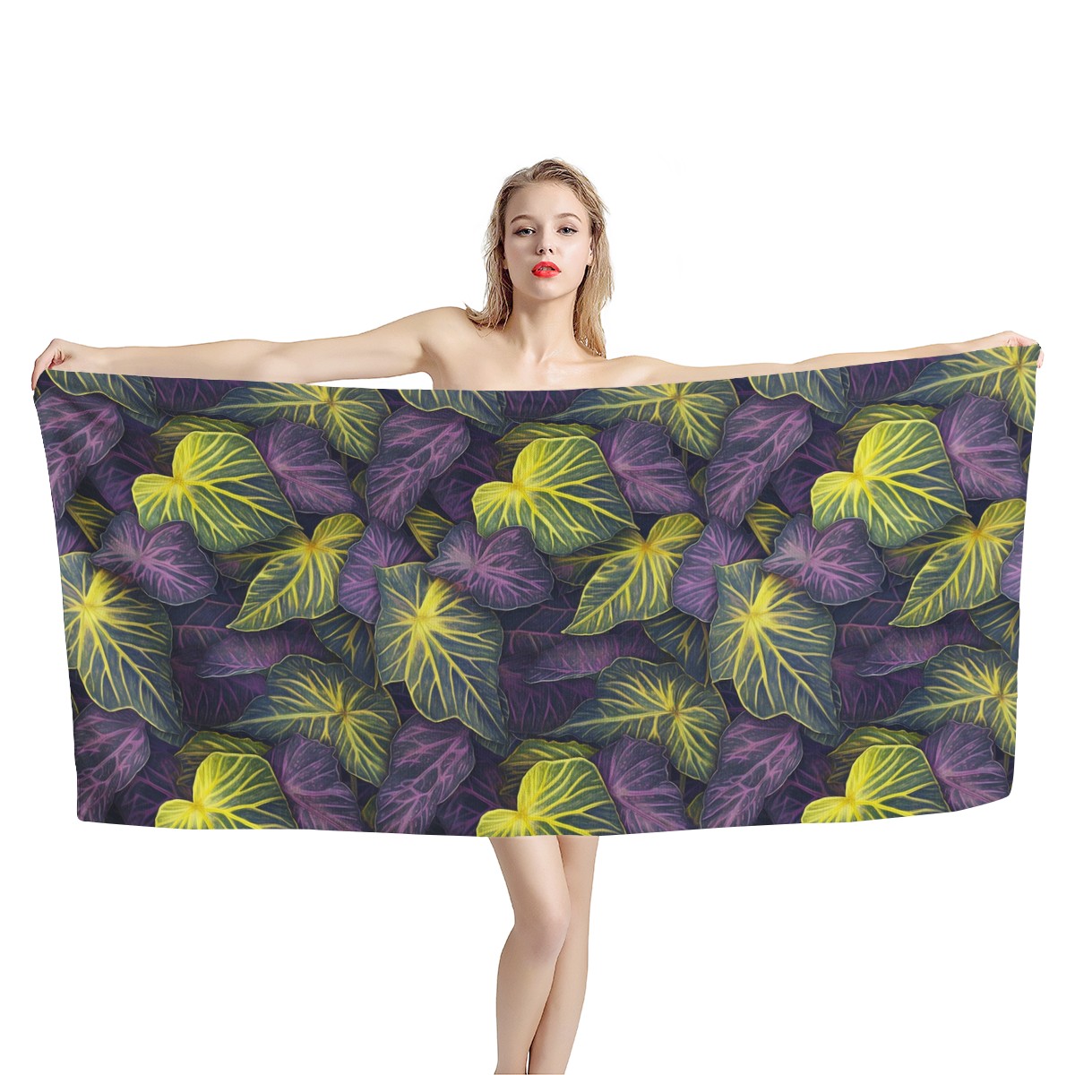 Luxtrini Iridescent Syngonium: Purple and Yellow Bath Towel