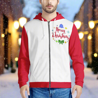 Christmas Men’s Zip Hoodie – Warm and Comfortable Holiday Hoodie with Pockets