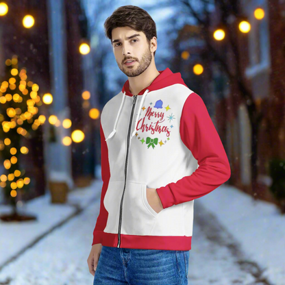 Christmas Men’s Zip Hoodie – Warm and Comfortable Holiday Hoodie with Pockets