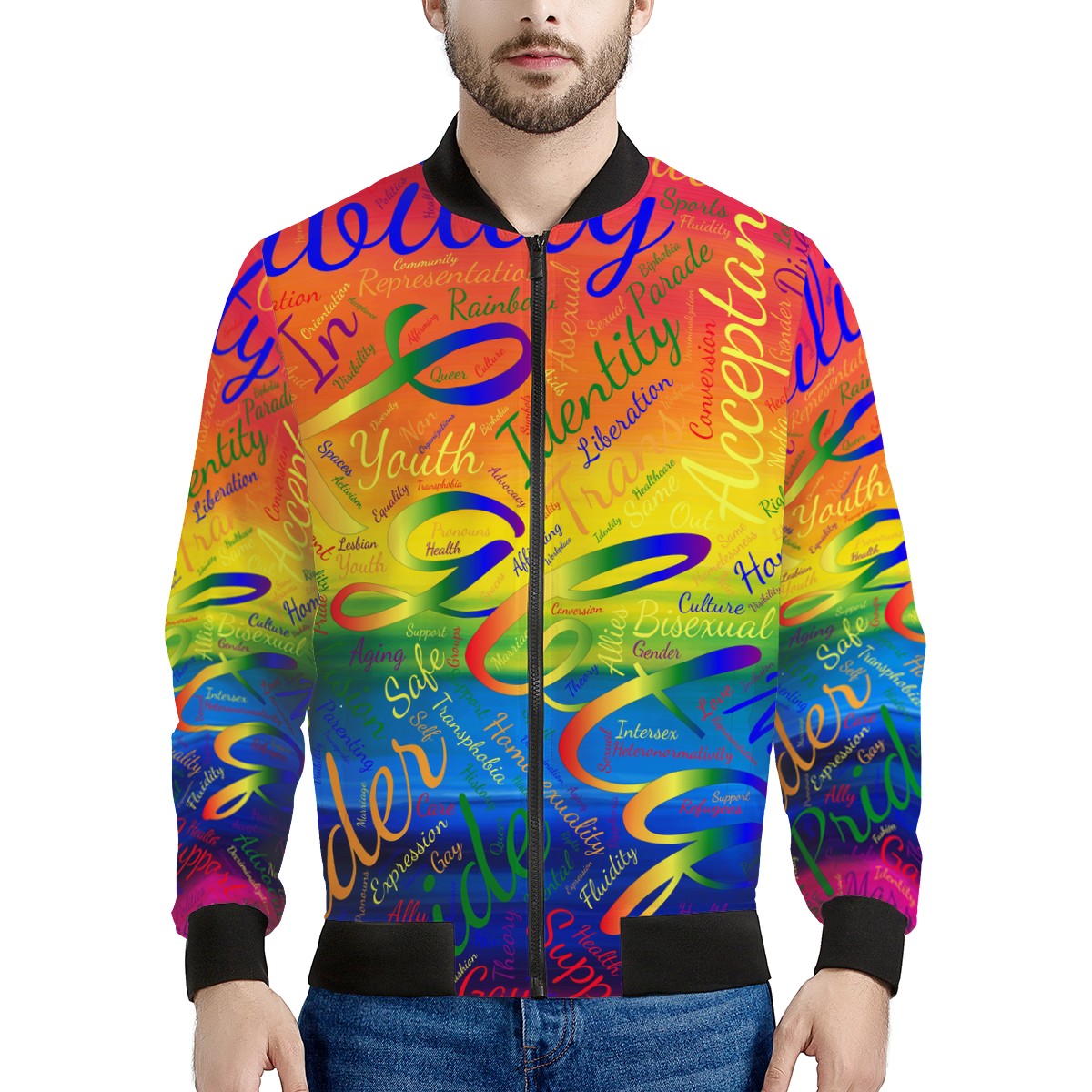 LGBTQ Word Cloud Men's Bomber Jacket