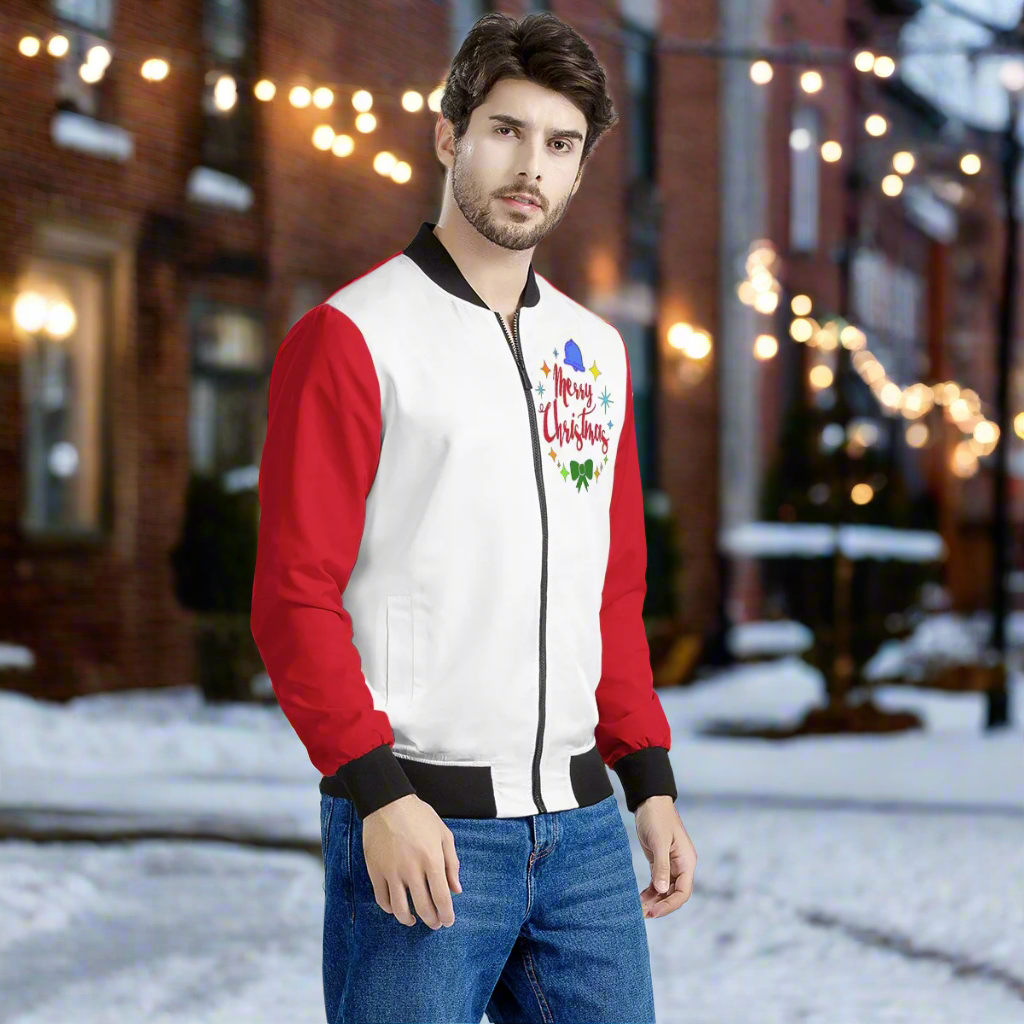 Red Christmas Bomber Jacket – Ultra-Soft, Durable, and Perfect for the Holidays