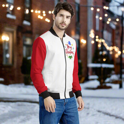 Red Christmas Bomber Jacket – Ultra-Soft, Durable, and Perfect for the Holidays