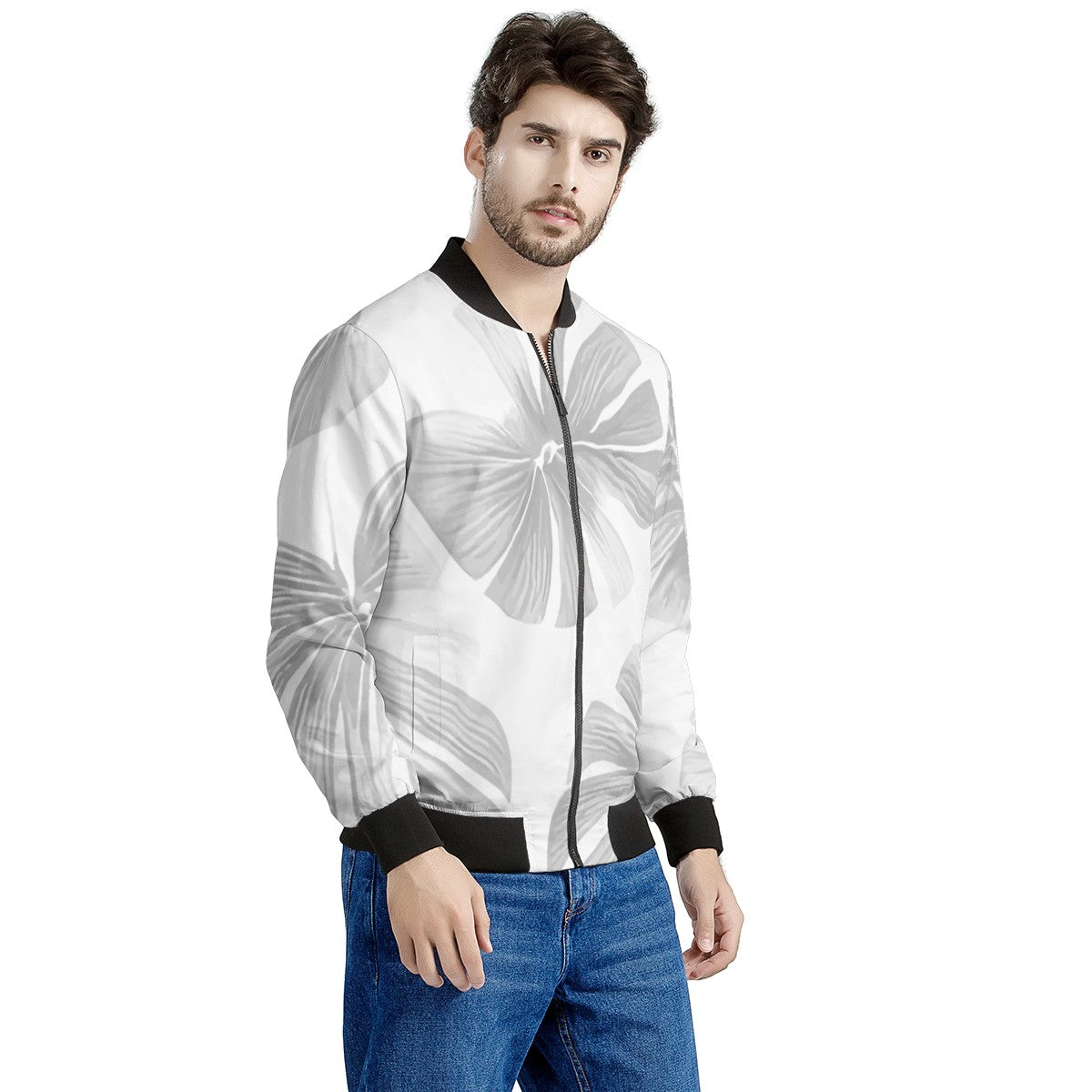 White Monstera Men's Bomber Jacket