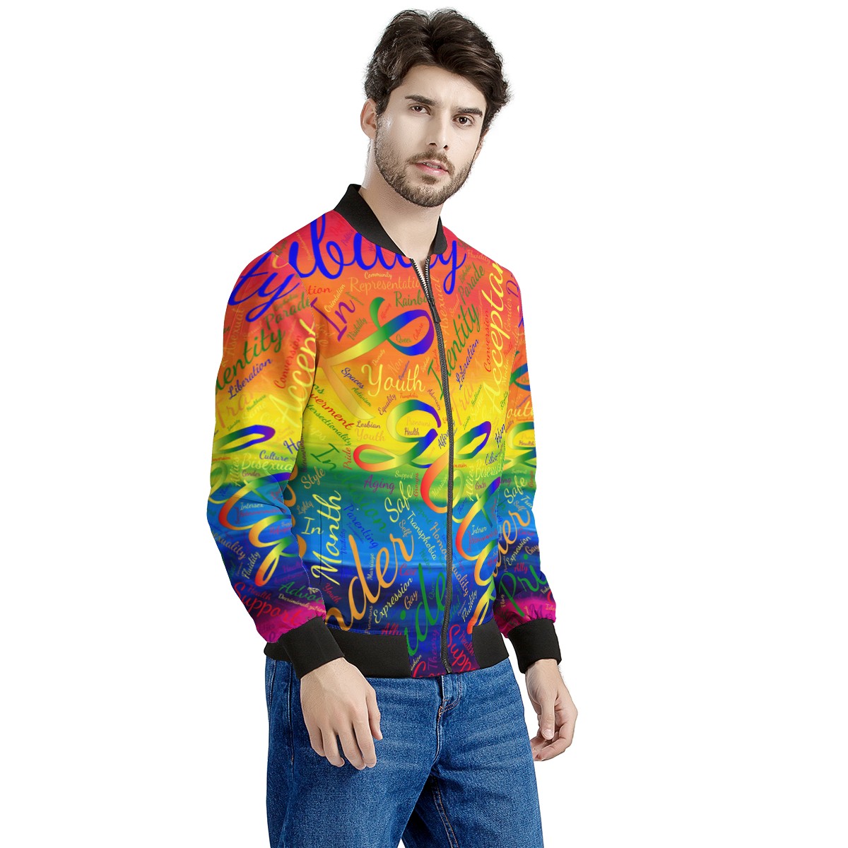 LGBTQ Word Cloud Men's Bomber Jacket