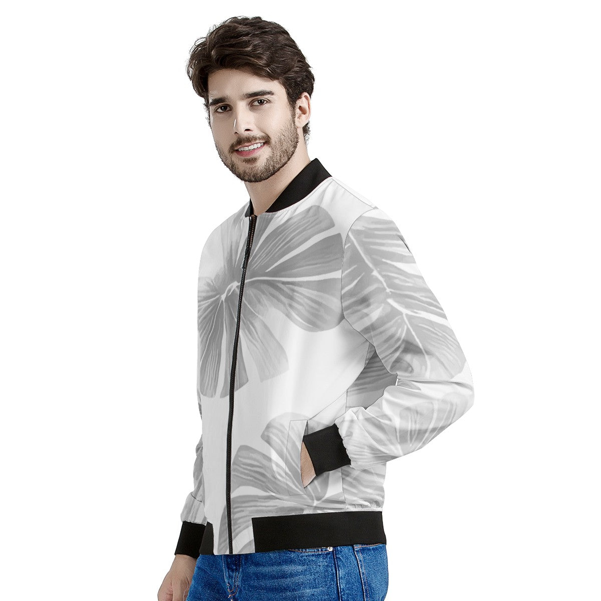 White Monstera Men's Bomber Jacket