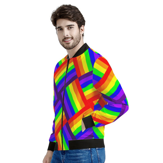 Rainbow Weave Men's Bomber Jacket