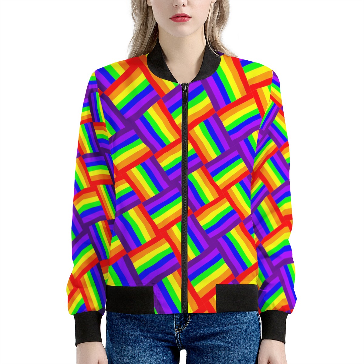 Rainbow Weave Women's Bomber Jacket