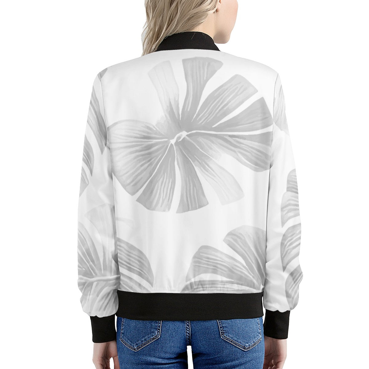 White Monstera Women's Bomber Jacket