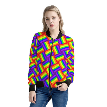 Rainbow Weave Women's Bomber Jacket