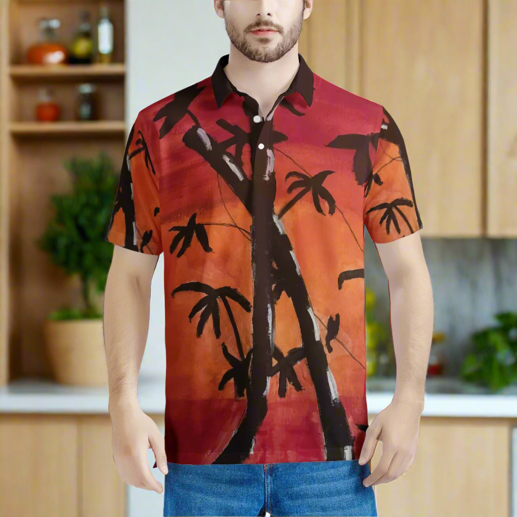 Bamboo at Sunset Men's Aloha Polo Shirt
