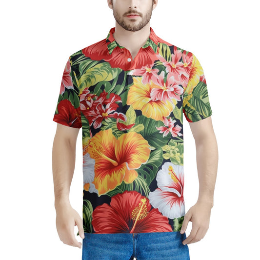 Hibiscus Men's All Over Print Polo Shirt