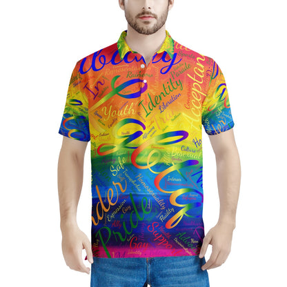 LGBTQ Word Cloud Men's All Over Print Polo Shirt