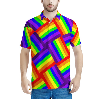 Rainbow Weave Men's All Over Print Polo Shirt