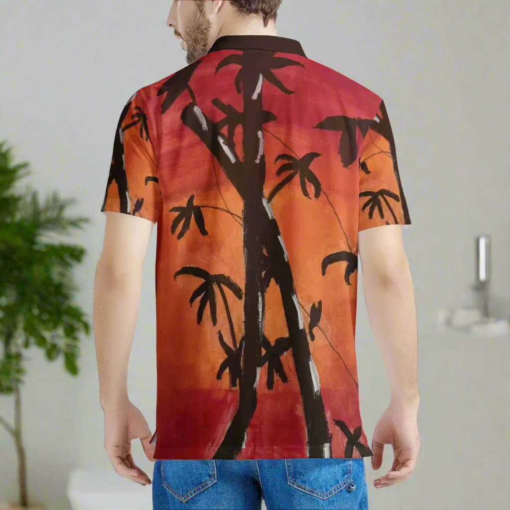 Bamboo at Sunset Men's Aloha Polo Shirt