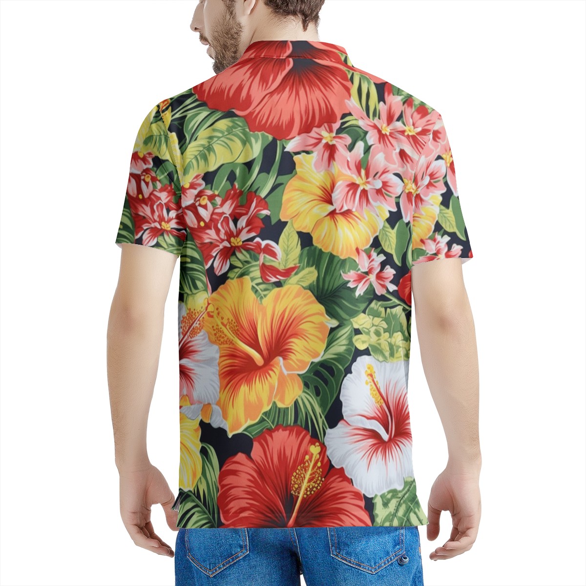 Hibiscus Men's All Over Print Polo Shirt