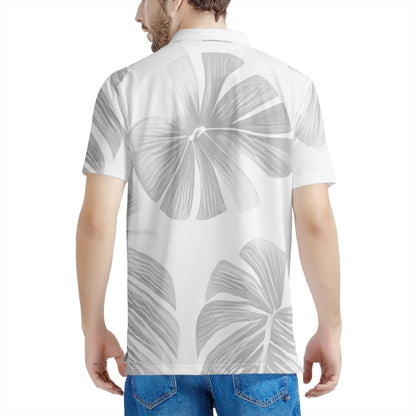 White Monstera Men's All Over Print Polo Shirt