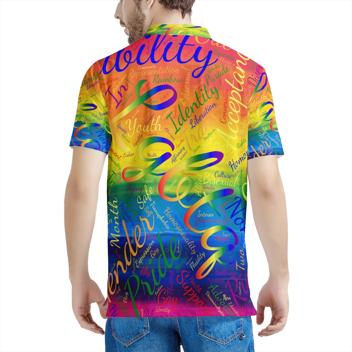 LGBTQ Word Cloud Men's All Over Print Polo Shirt