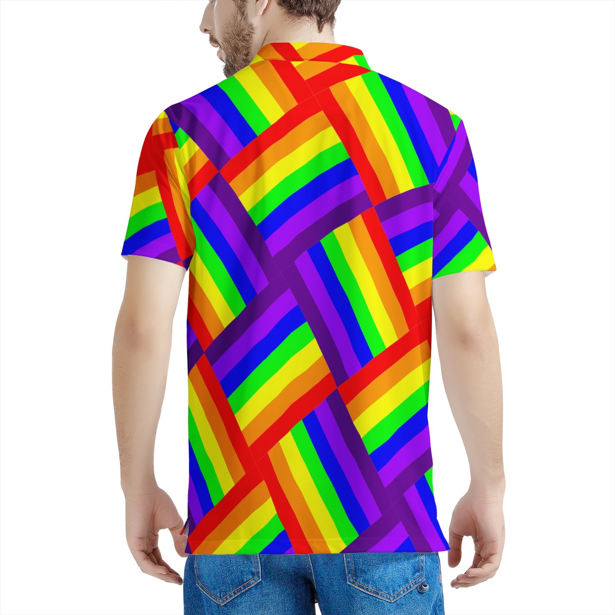 Rainbow Weave Men's All Over Print Polo Shirt