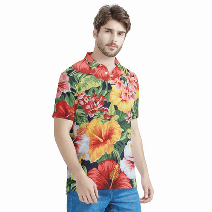 Hibiscus Men's All Over Print Polo Shirt