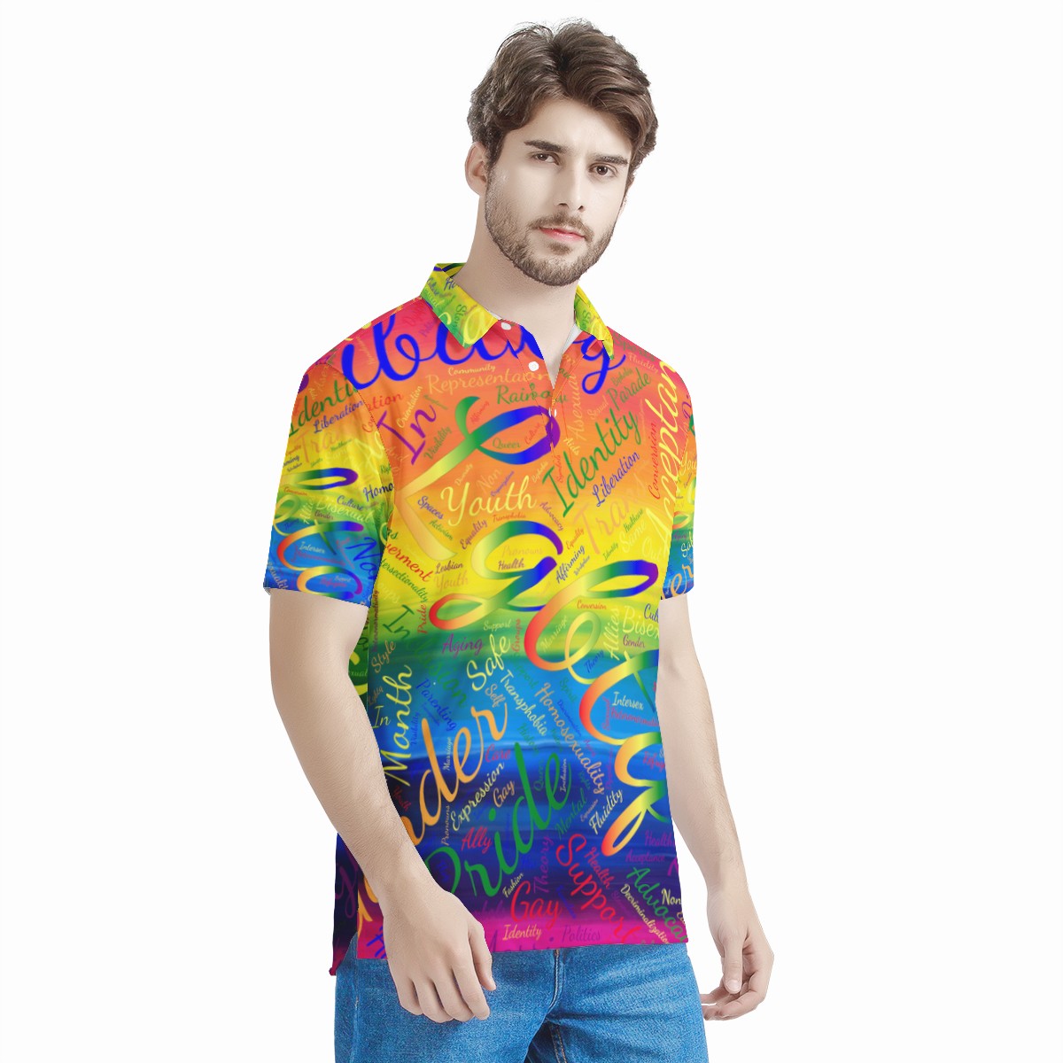 LGBTQ Word Cloud Men's All Over Print Polo Shirt