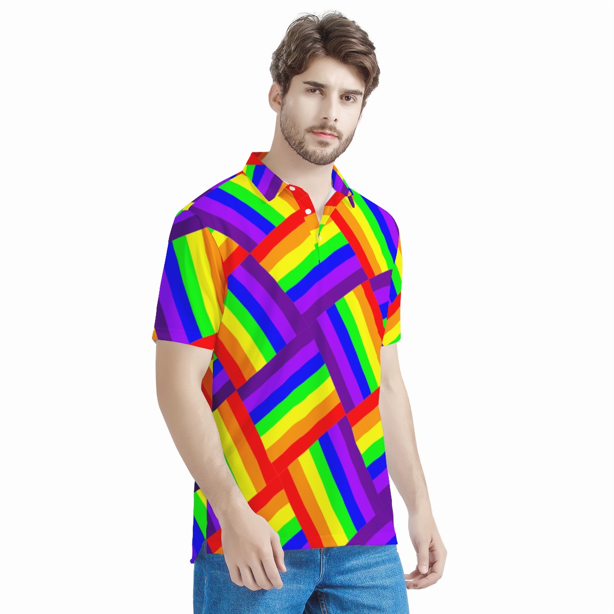 Rainbow Weave Men's All Over Print Polo Shirt