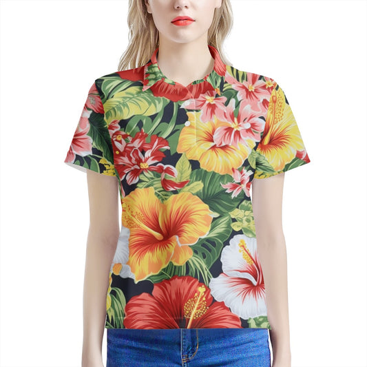 Hibiscus Women's All Over Print Polo Shirt