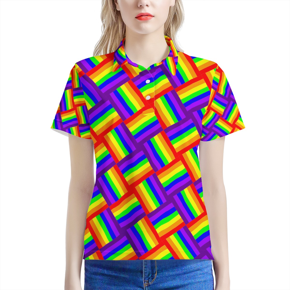 Rainbow Weave Women's All Over Print Polo Shirt