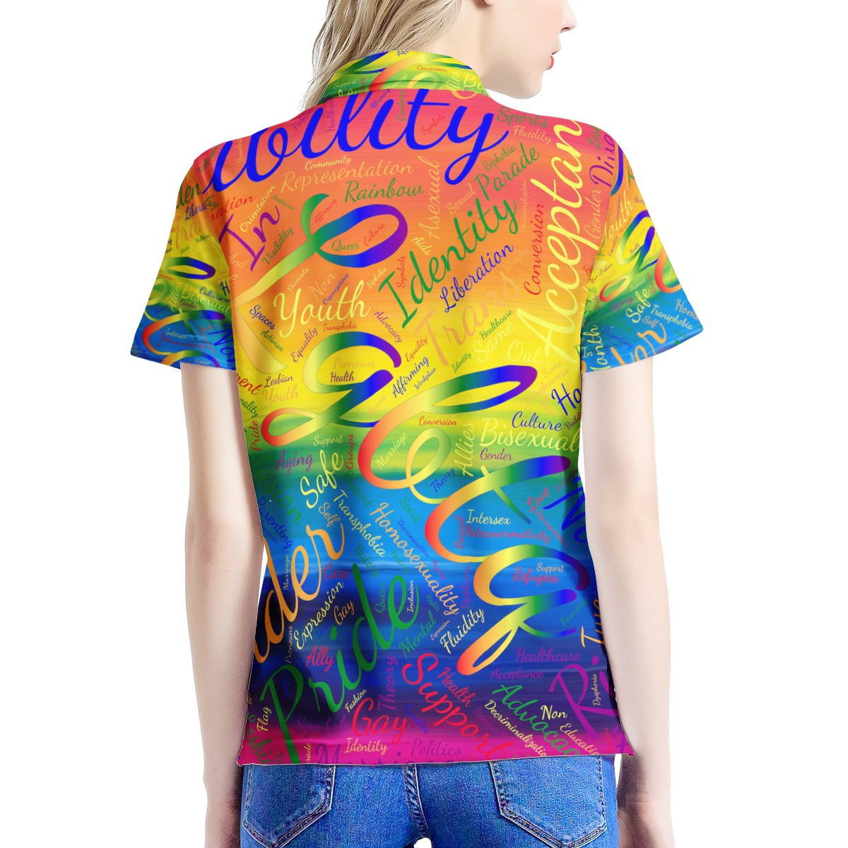 LGBTQ Word Cloud Women's All Over Print Polo Shirt