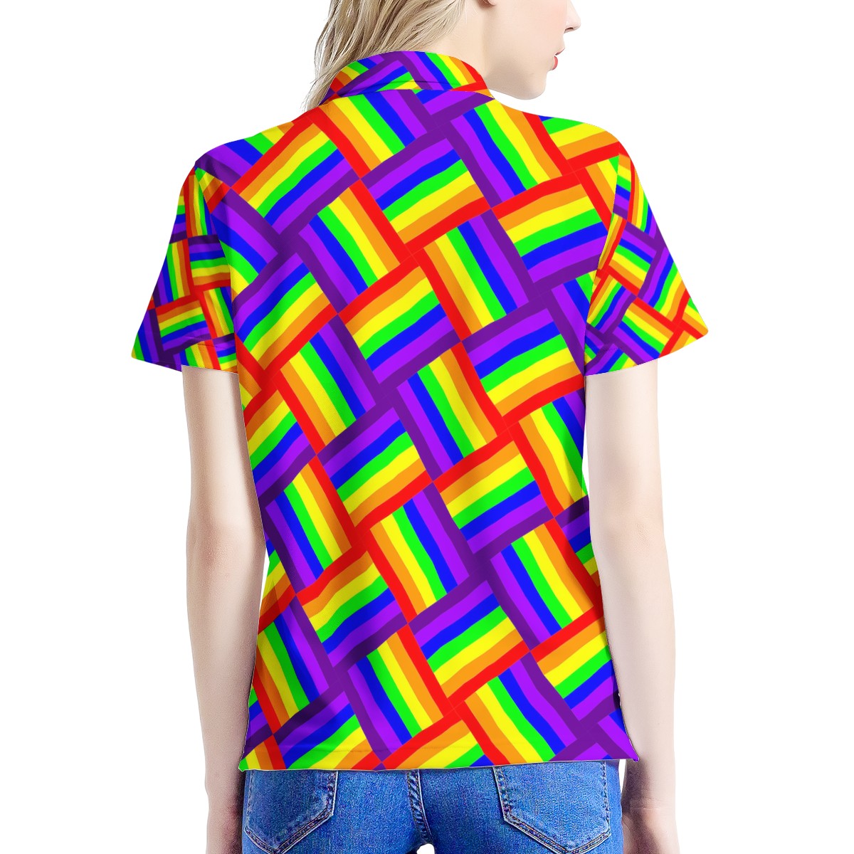 Rainbow Weave Women's All Over Print Polo Shirt