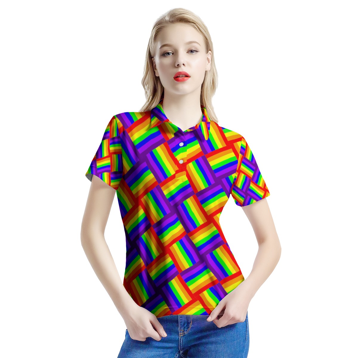 Rainbow Weave Women's All Over Print Polo Shirt