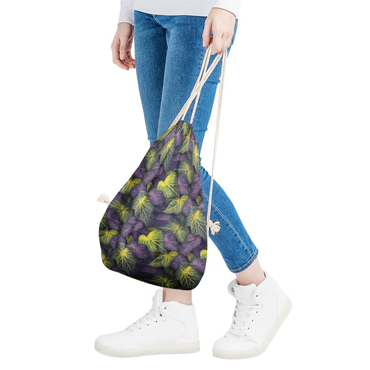 Luxtrini Iridescent Syngonium: Purple and Yellow Drawstring Bags