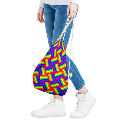 Rainbow Weave Drawstring Bags