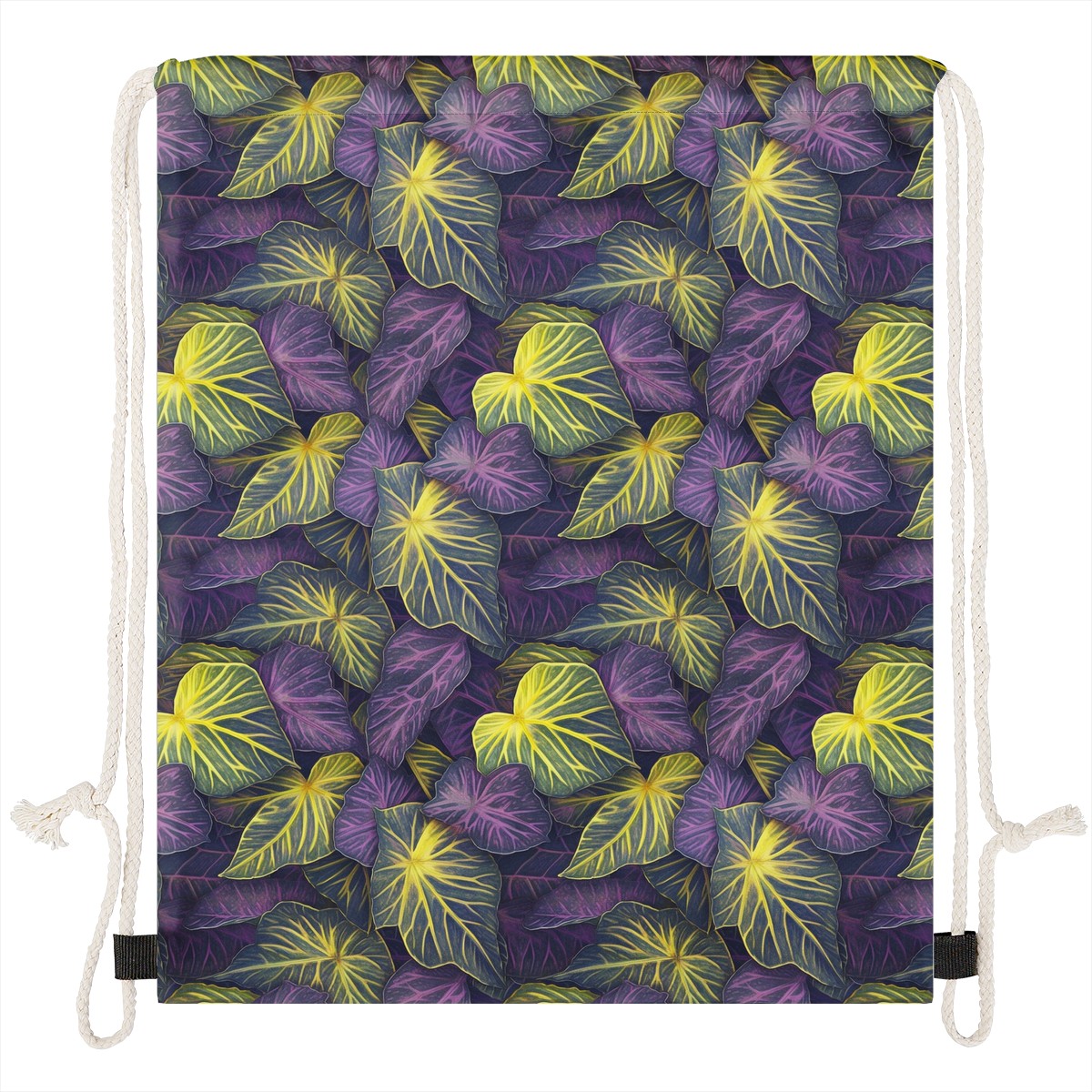 Luxtrini Iridescent Syngonium: Purple and Yellow Drawstring Bags