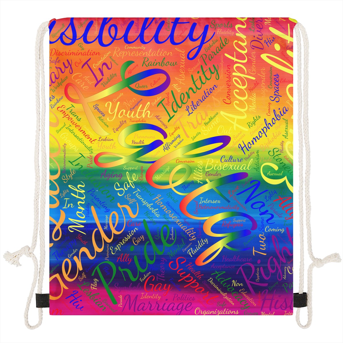 LGBTQ Word Cloud Drawstring Bags