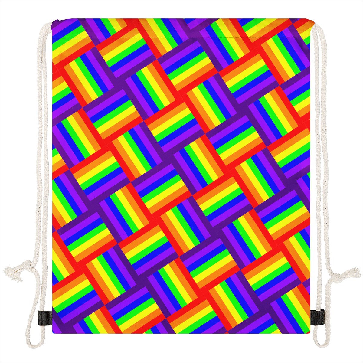 Rainbow Weave Drawstring Bags