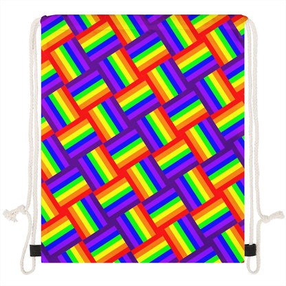 Rainbow Weave Drawstring Bags