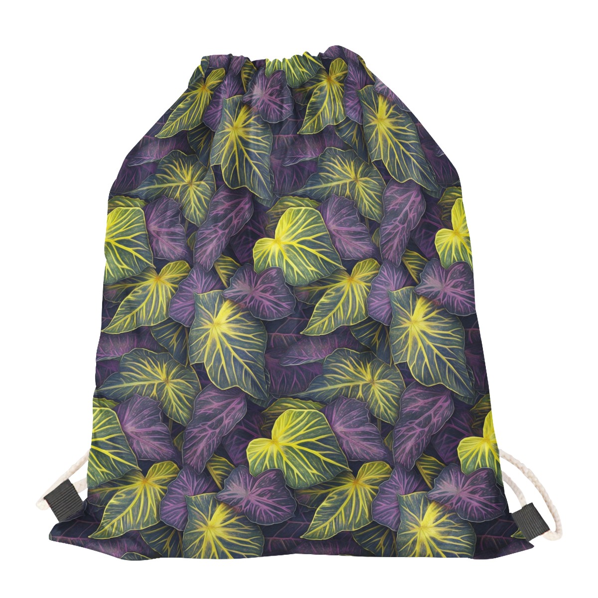 Luxtrini Iridescent Syngonium: Purple and Yellow Drawstring Bags